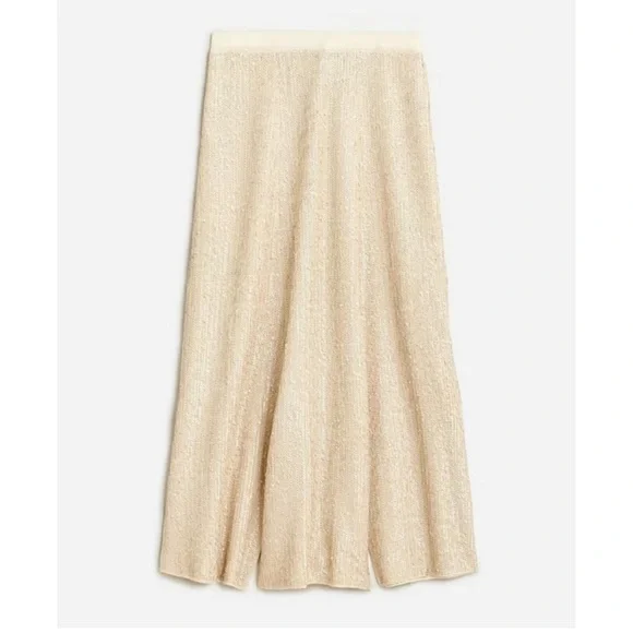 Collection sequin sweater slip skirt ivory beige size